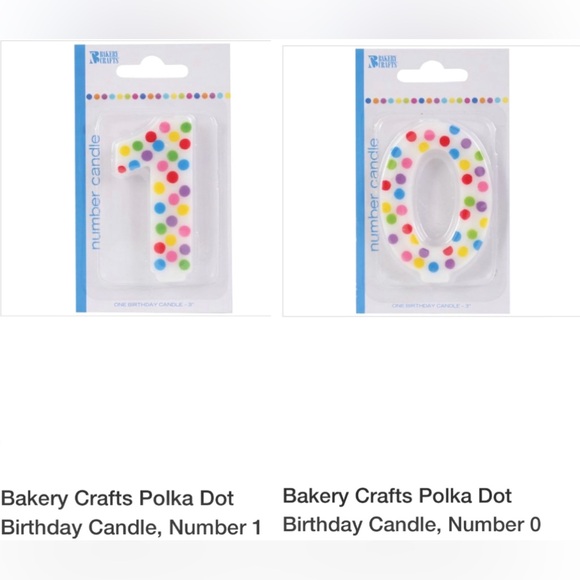 BAKERY CRAFTS Number: 1 & Number 1  Polka Dot Birthday Candles size 3” NIB - Picture 4 of 4
